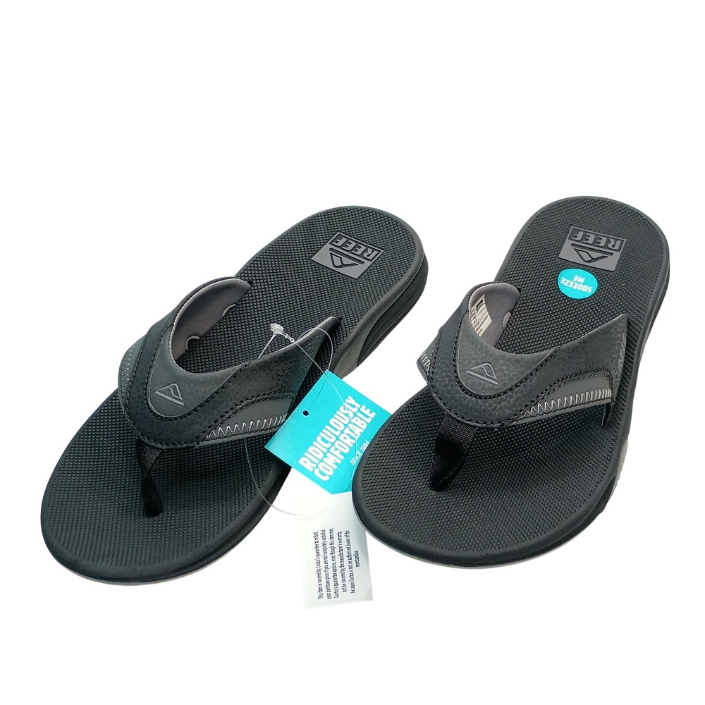 Reef Cushion Fanning Flip Flops Men Size 9 Black Synthetic CJ8926